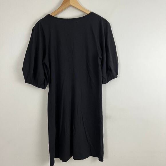 Velvet Graham & Spencer Anthropologie Puff Sleeve V Neck Black Dress Size Medium - Picture 7 of 8